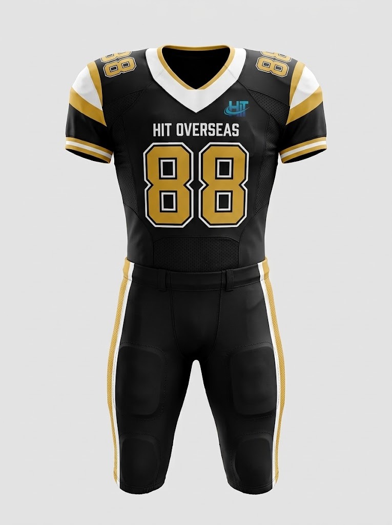 HIT Overseas Pro Custom American Football Uniform Set – Black & Gold