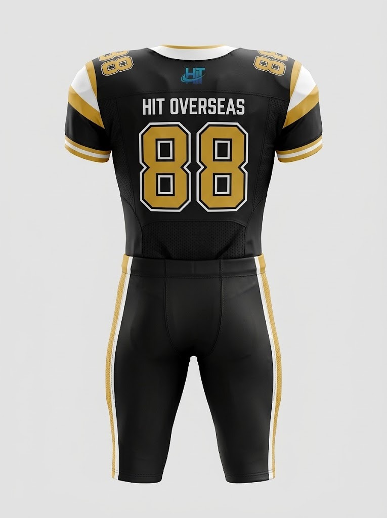 HIT Overseas Pro Custom American Football Uniform Set – Black & Gold - Image 2