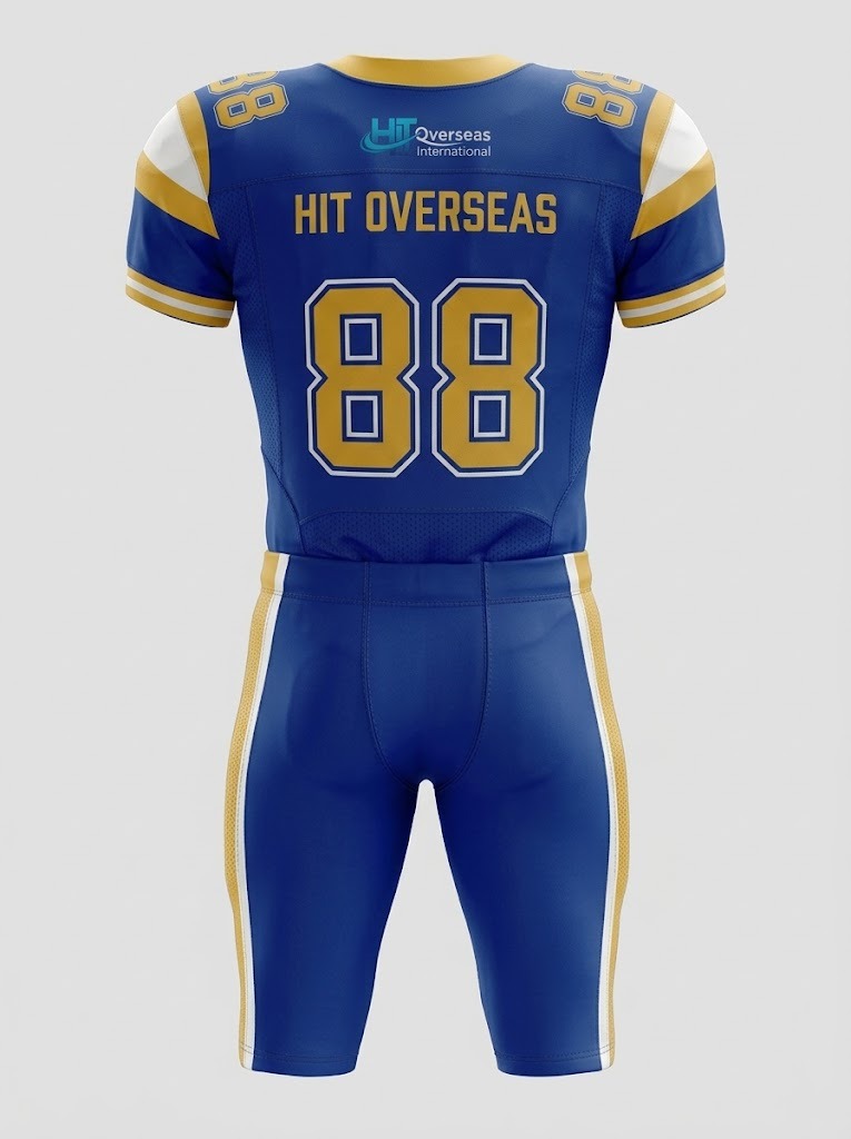 HIT Overseas Pro Custom American Football Uniform Set – Royal Blue & Gold - Image 2