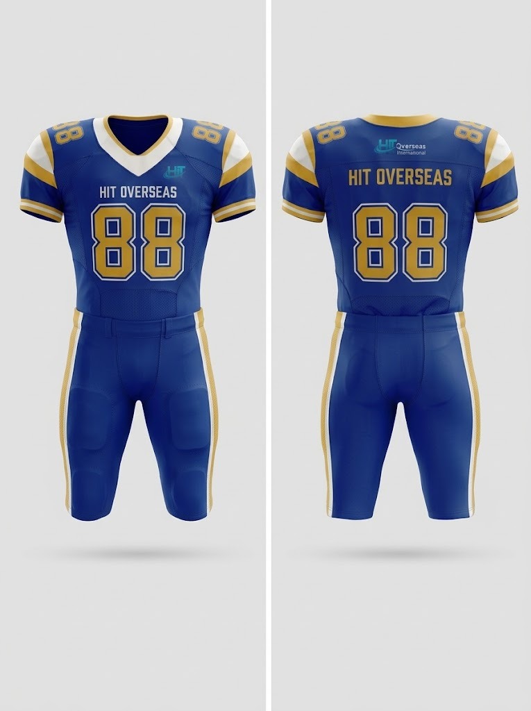 HIT Overseas Pro Custom American Football Uniform Set – Royal Blue & Gold - Image 3