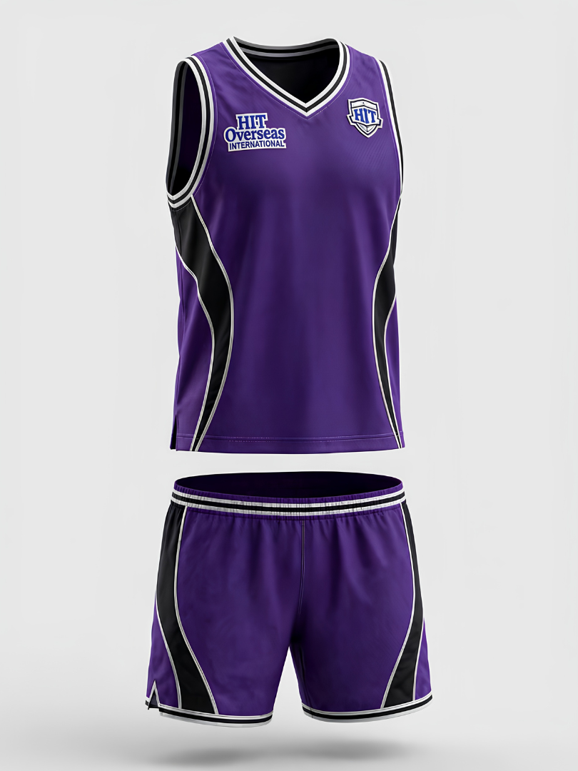 Custom Purple & Black Athletic Basketball Uniform Set