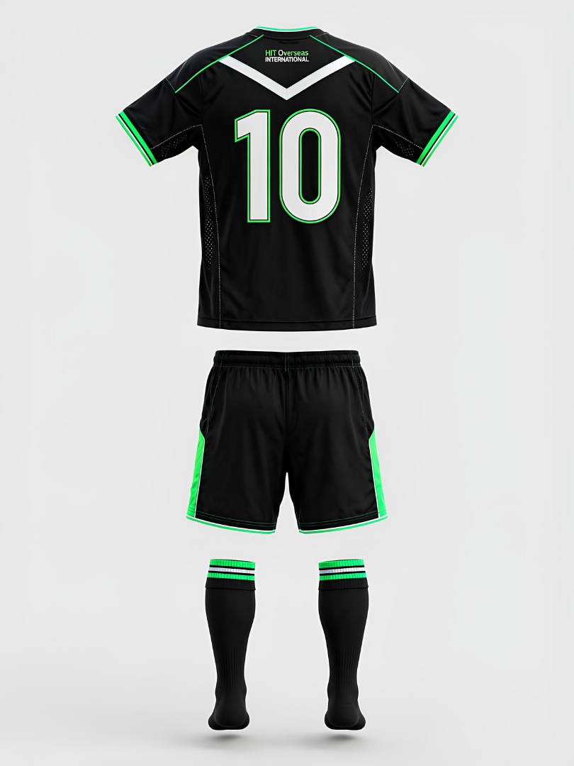 Custom Black, Neon Green & White Athletic Soccer Uniform Set - Image 2