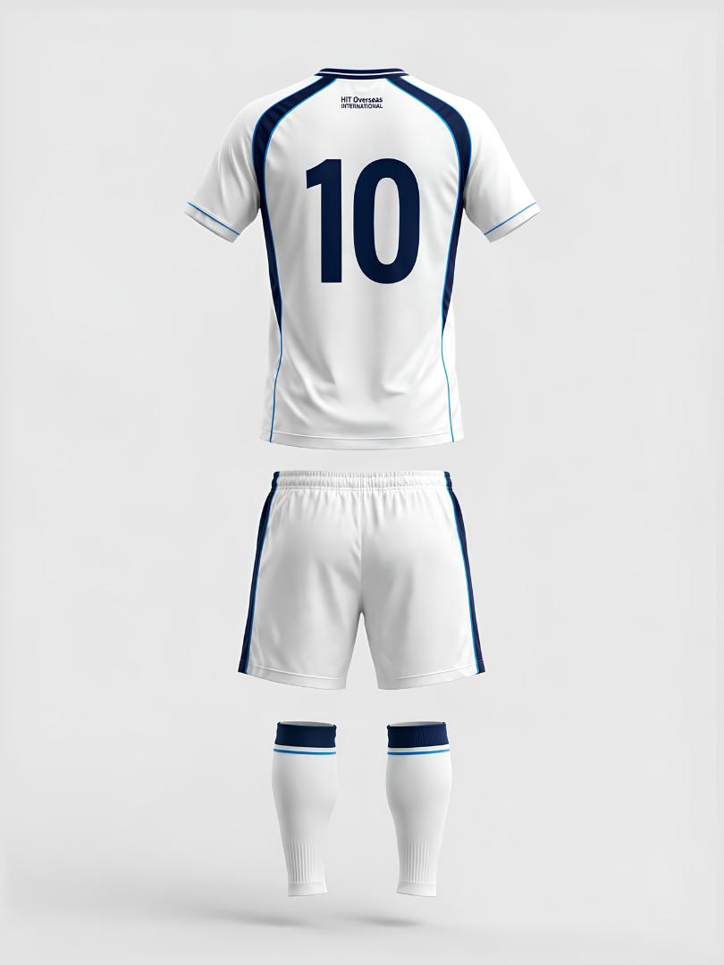 Custom White & Navy Blue Athletic Soccer Uniform Set - Image 2