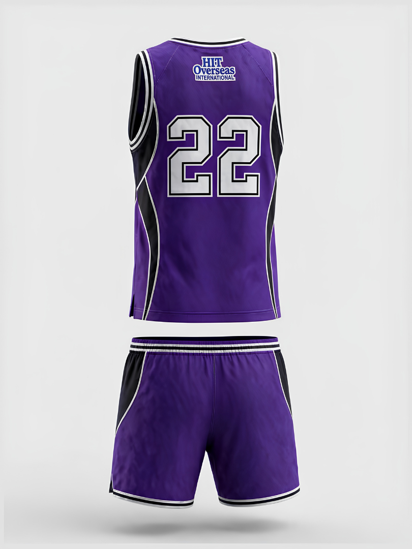 Custom Purple & Black Athletic Basketball Uniform Set - Image 2