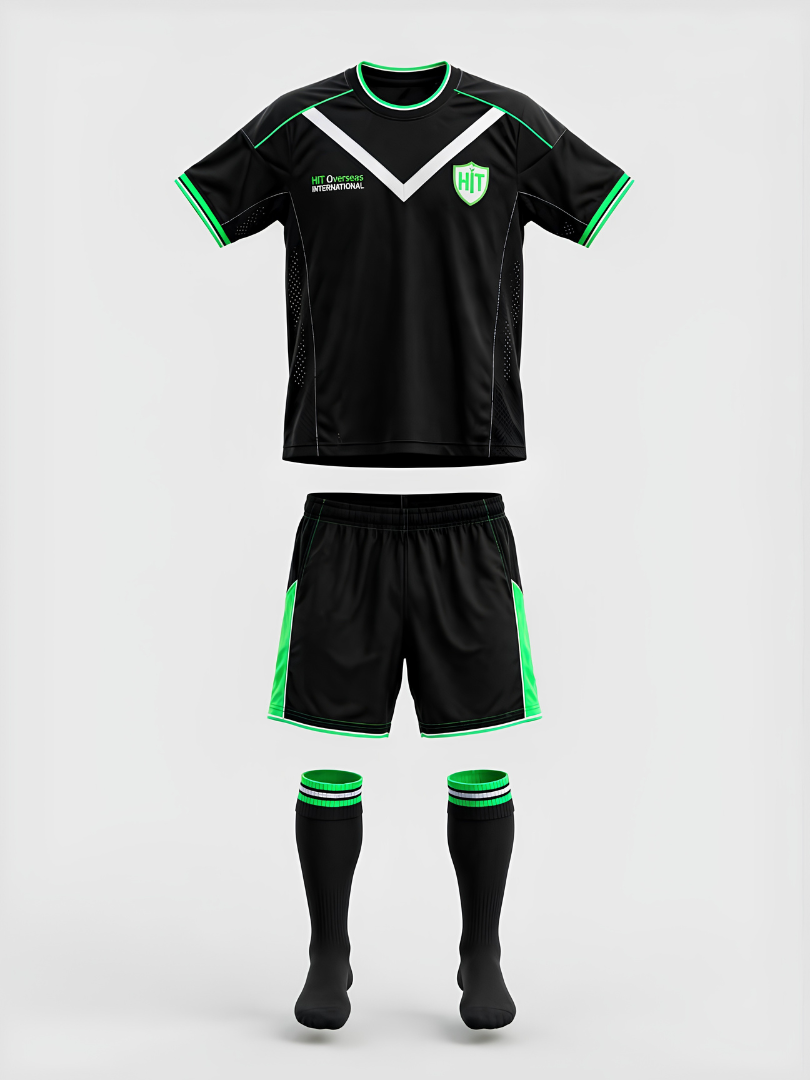 Custom Black, Neon Green & White Athletic Soccer Uniform Set