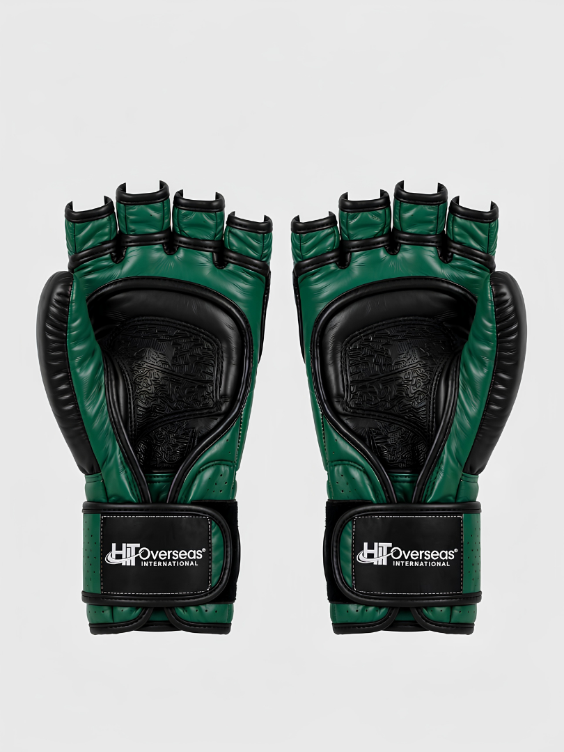 Custom Emerald Green & Black Pro MMA Grappling Gloves - Image 2