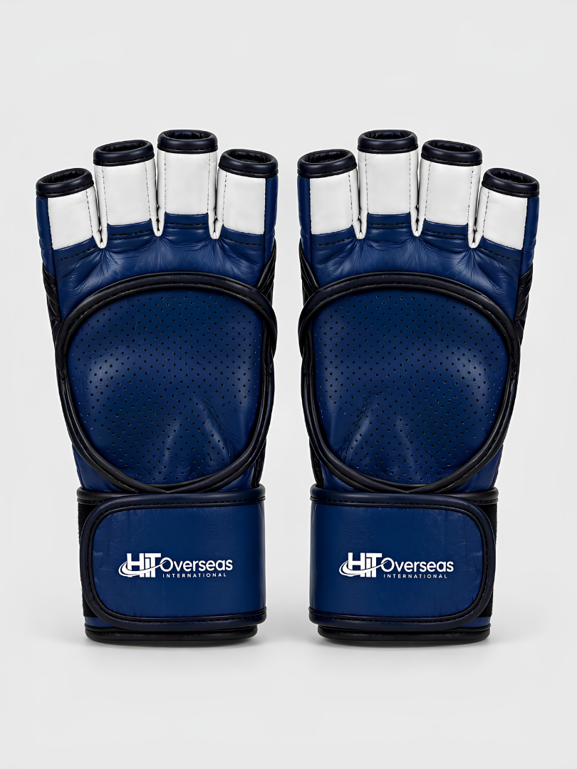 Custom Blue & White Pro MMA Grappling Gloves - Image 2