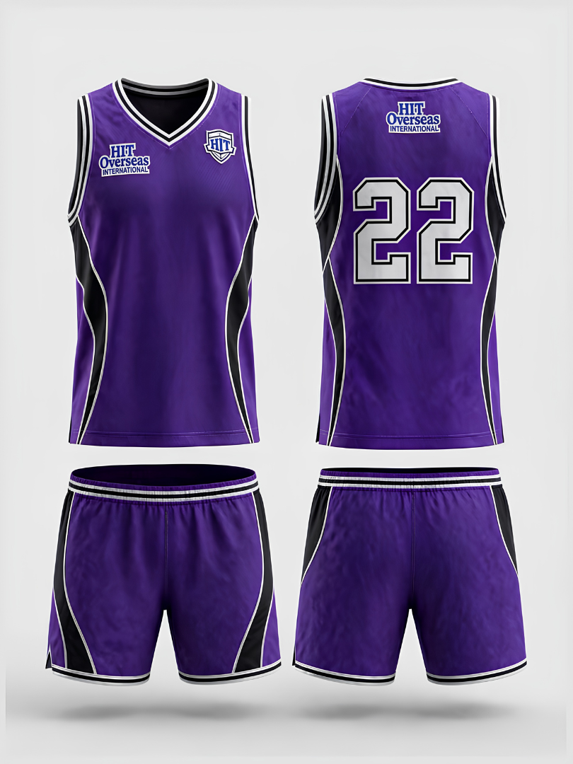 Custom Purple & Black Athletic Basketball Uniform Set - Image 3