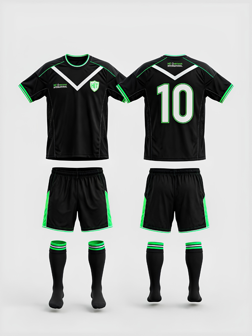 Custom Black, Neon Green & White Athletic Soccer Uniform Set - Image 3