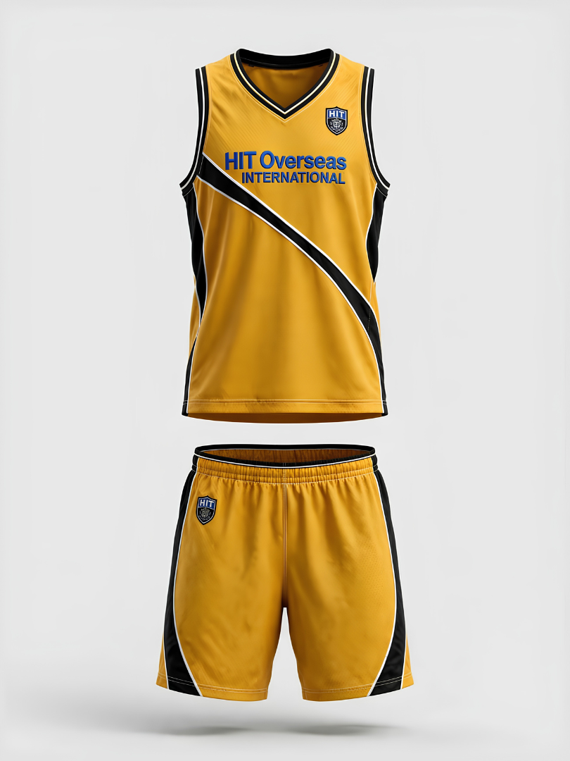 Custom Yellow & Black Athletic Basketball Uniform Set