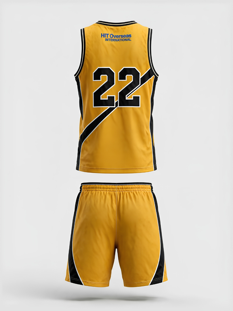 Custom Yellow & Black Athletic Basketball Uniform Set - Image 2