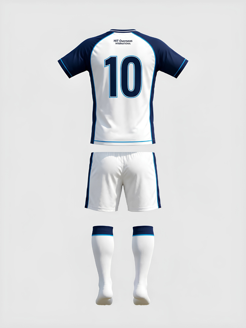 Custom White, Navy & Light Blue Athletic Soccer Uniform Set - Image 2