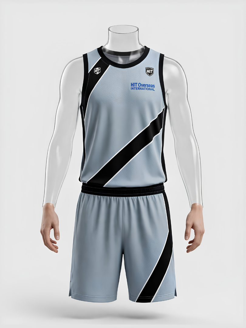 Custom Light Blue & Black Athletic Basketball Uniform Set