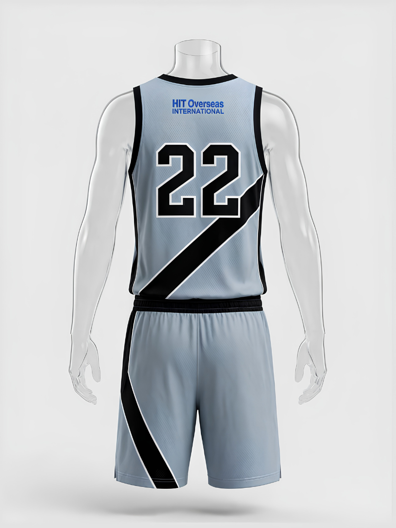 Custom Light Blue & Black Athletic Basketball Uniform Set - Image 2
