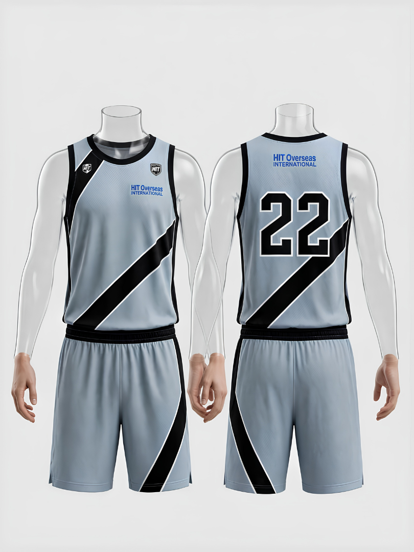 Custom Light Blue & Black Athletic Basketball Uniform Set - Image 3