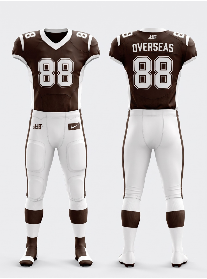 HIT Overseas Pro American Football Uniform – Chocolate Brown / White (#88) - Image 2
