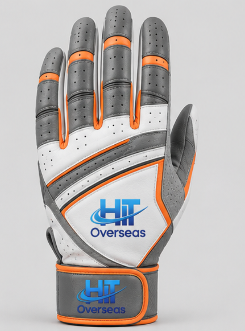 HIT Overseas Pro Leather Athletic / Golf Glove – Grey / White & Orange Accents