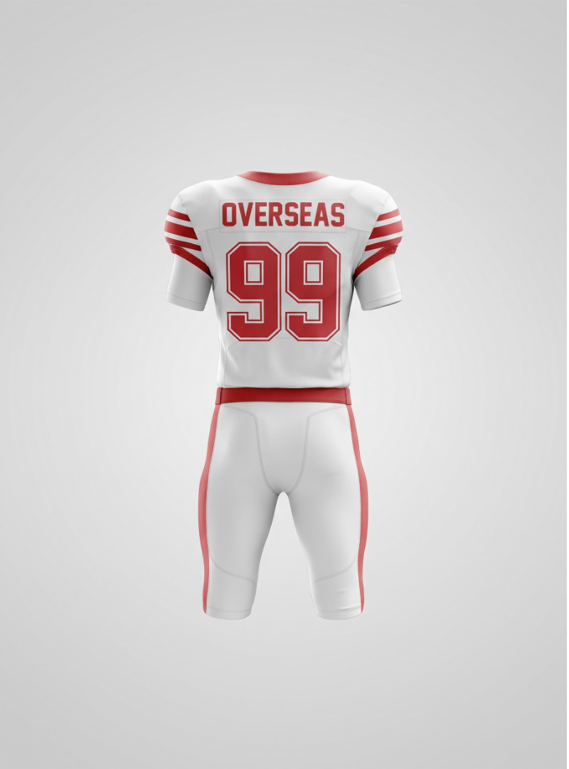 HIT Overseas Pro American Football Uniform – White / Red Stripes - Image 2