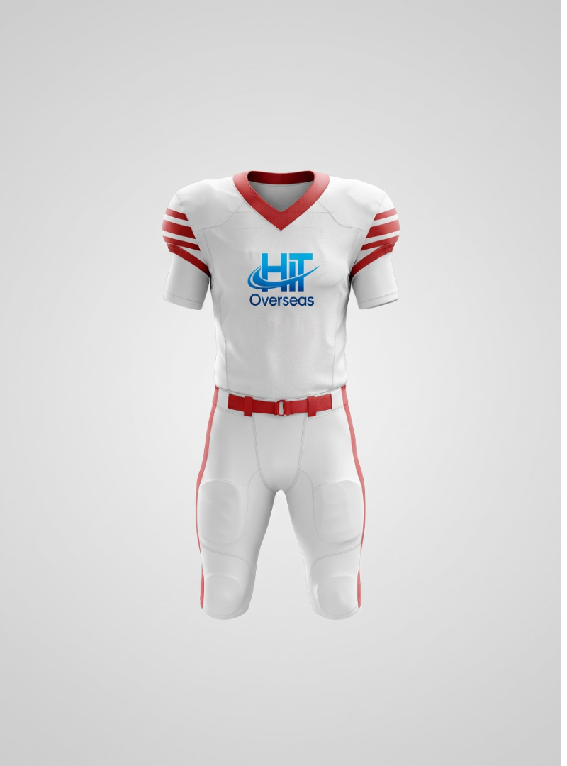HIT Overseas Pro American Football Uniform – White / Red Stripes
