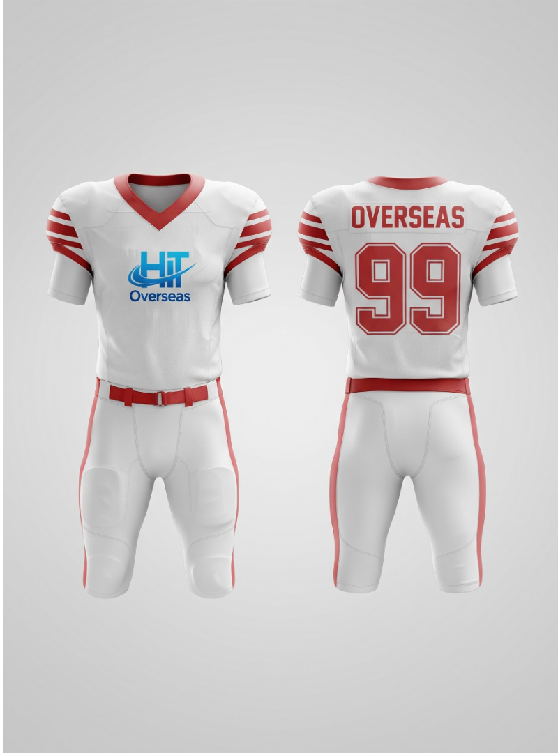 HIT Overseas Pro American Football Uniform – White / Red Stripes - Image 3
