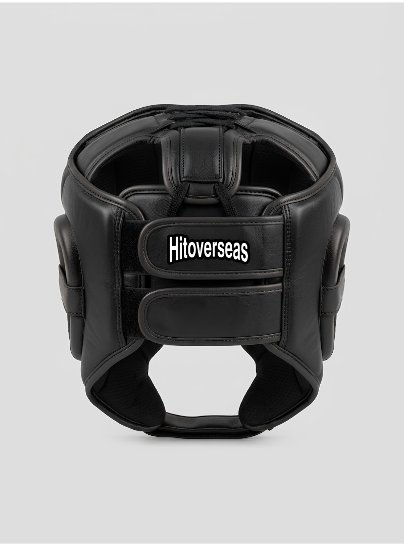 HitOverseas Pro Leather Boxing Headgear – Black - Image 2