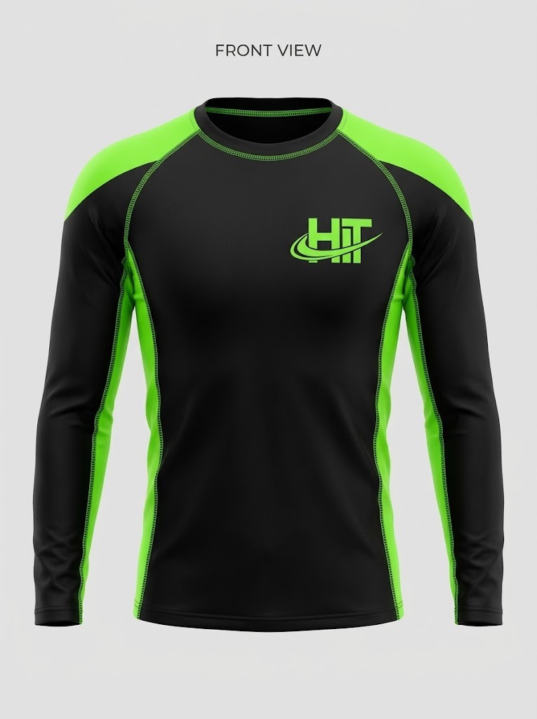 HT Pro Long Sleeve Compression Rash Guard – Black / Neon Green