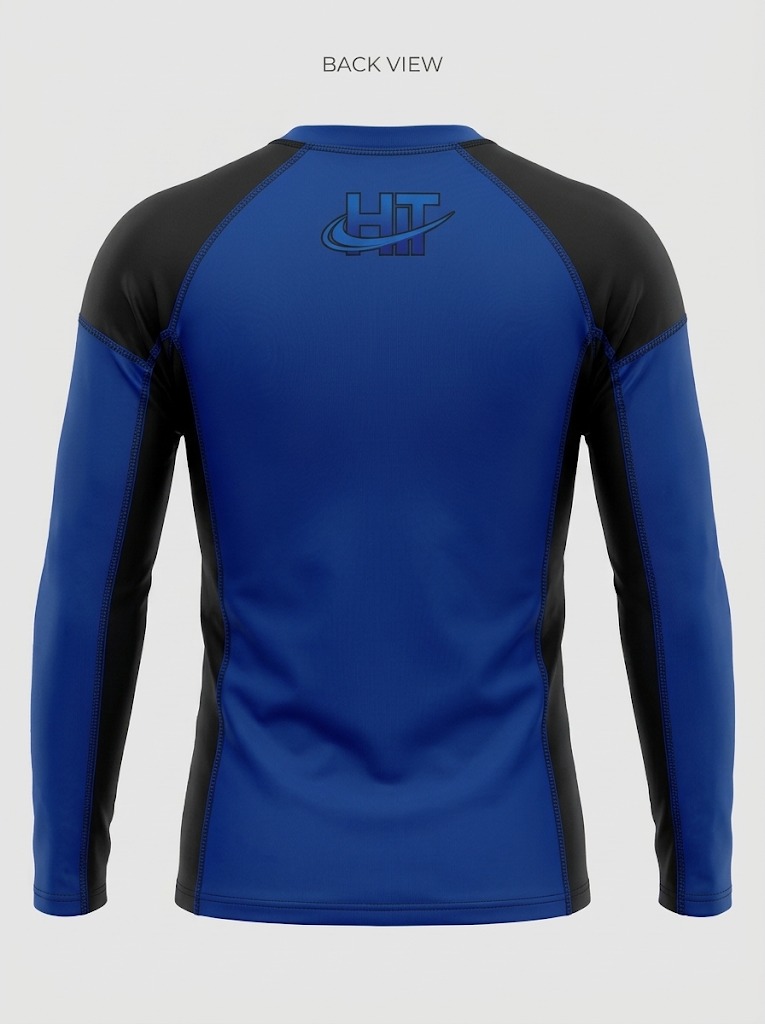 HT Pro Long Sleeve Compression Rash Guard – Royal Blue / Black - Image 2