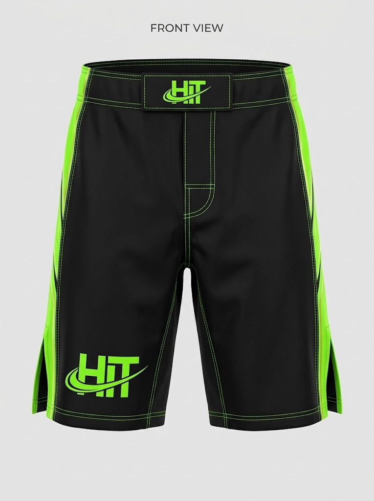 HT Pro Performance MMA Fight Shorts – Black / Neon Green