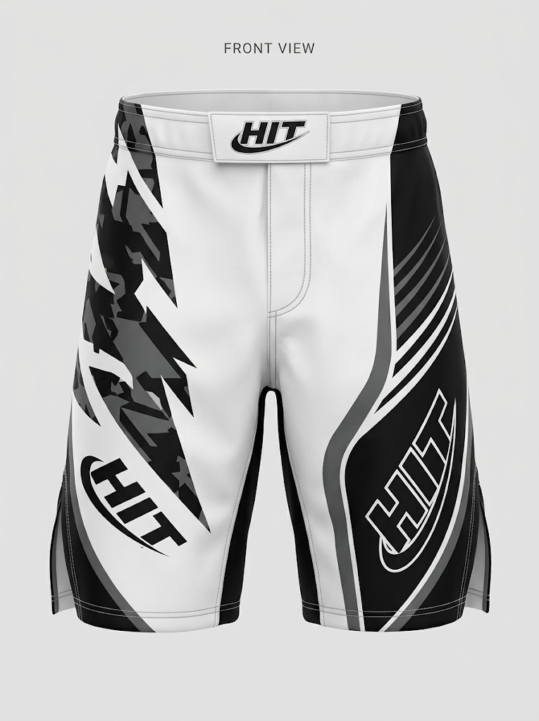 HT Pro Graphic MMA Fight Shorts – White / Black Camo